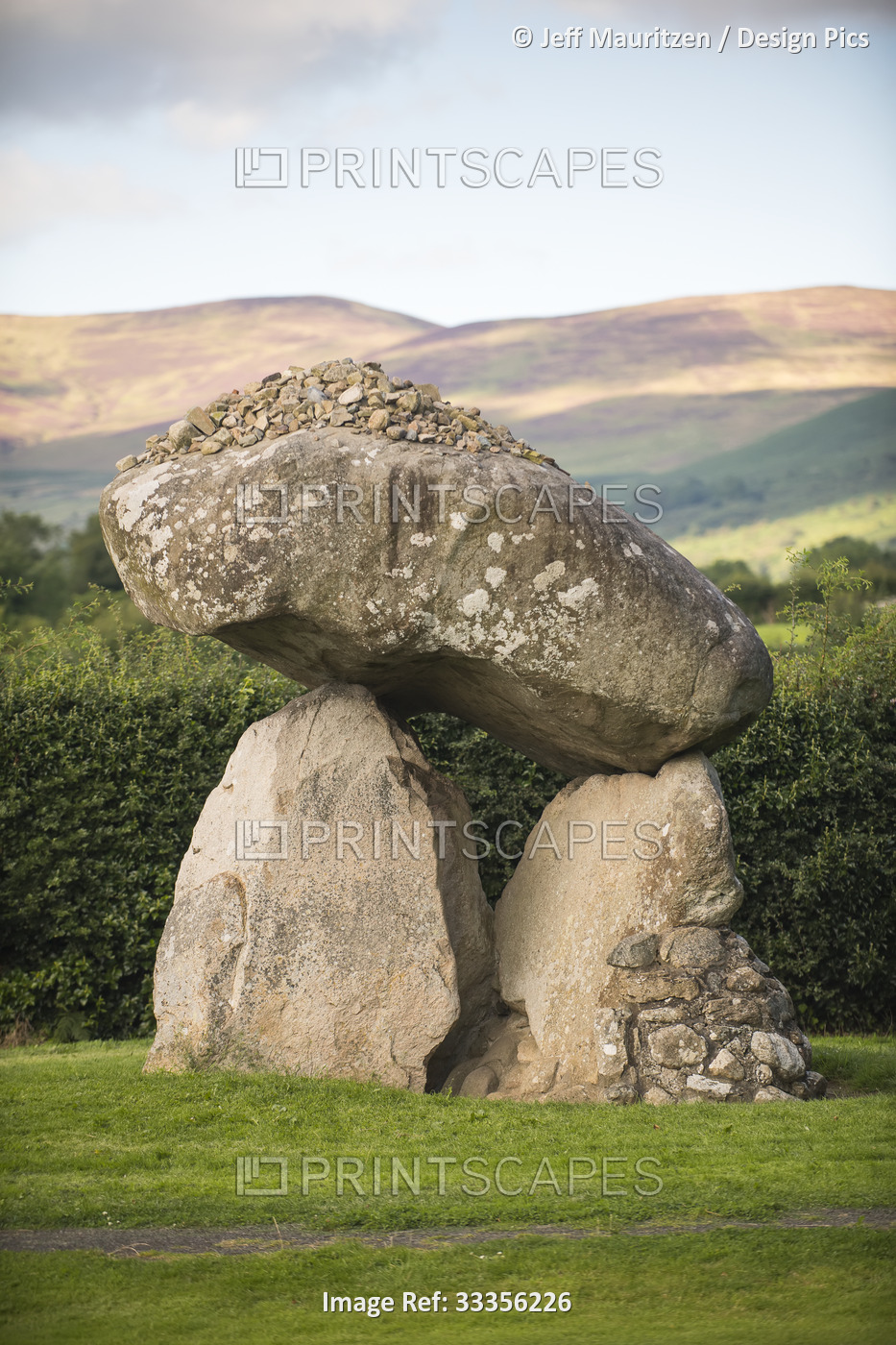 Remains of the ancient Proleek Dolmen Portal Tomb on the grounds of the ...