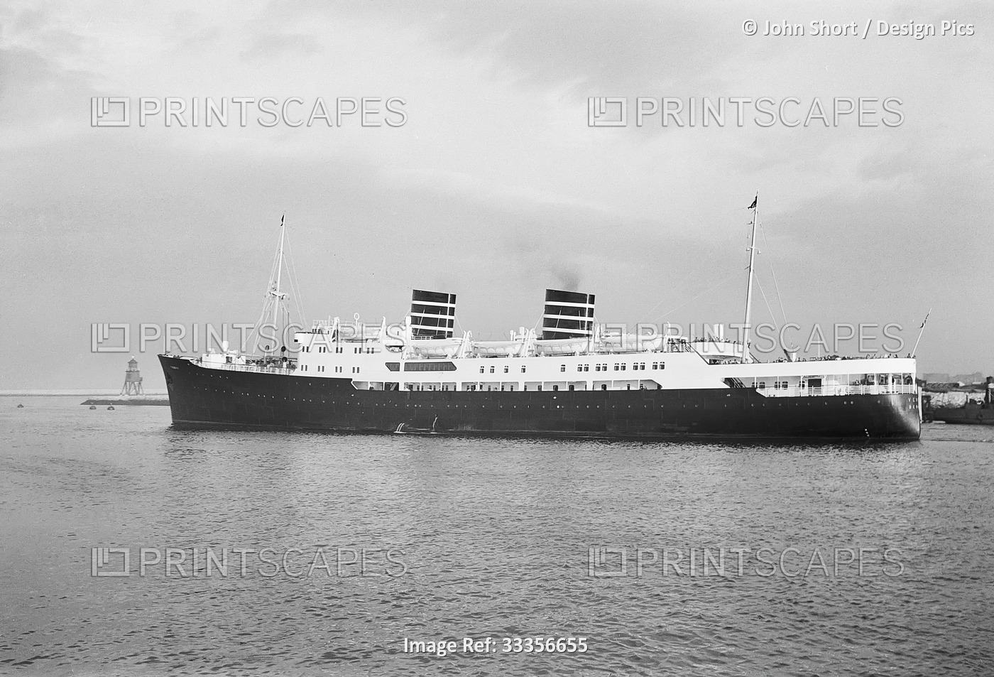 The Bergen Line ship Venus leaving the Tyne in the 1950's, Herd Groyne in the ...