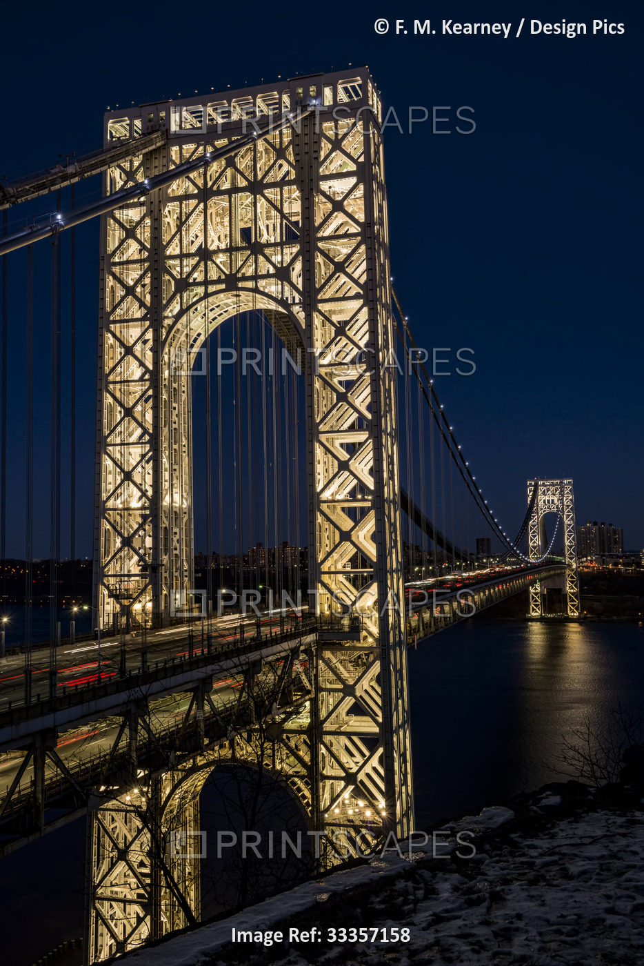 George Washington Bridge (specially lit for Martin Luther King Jr. Day) ...