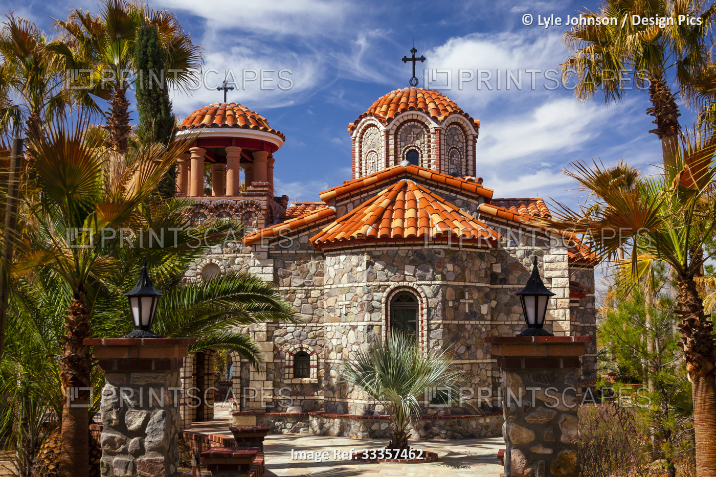 The ornate clay tiled domes and stone exterior of The Chapel of St Nicholas at ...