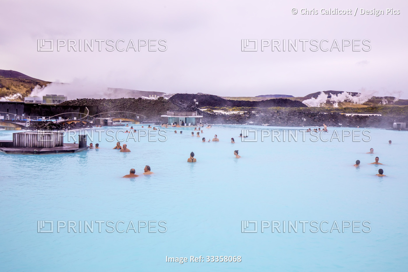 The Blue Lagoon geothermal spa near Grindavik in southwestern Iceland; ...