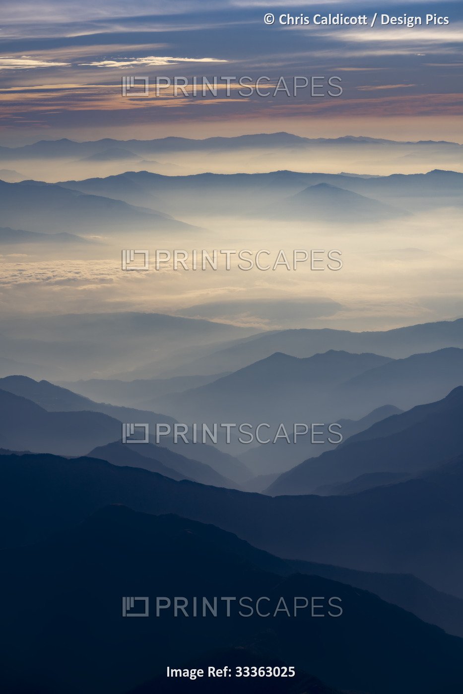 View of the Himalayan foothills from window on Dawn Kathmandu to Everest Flight ...