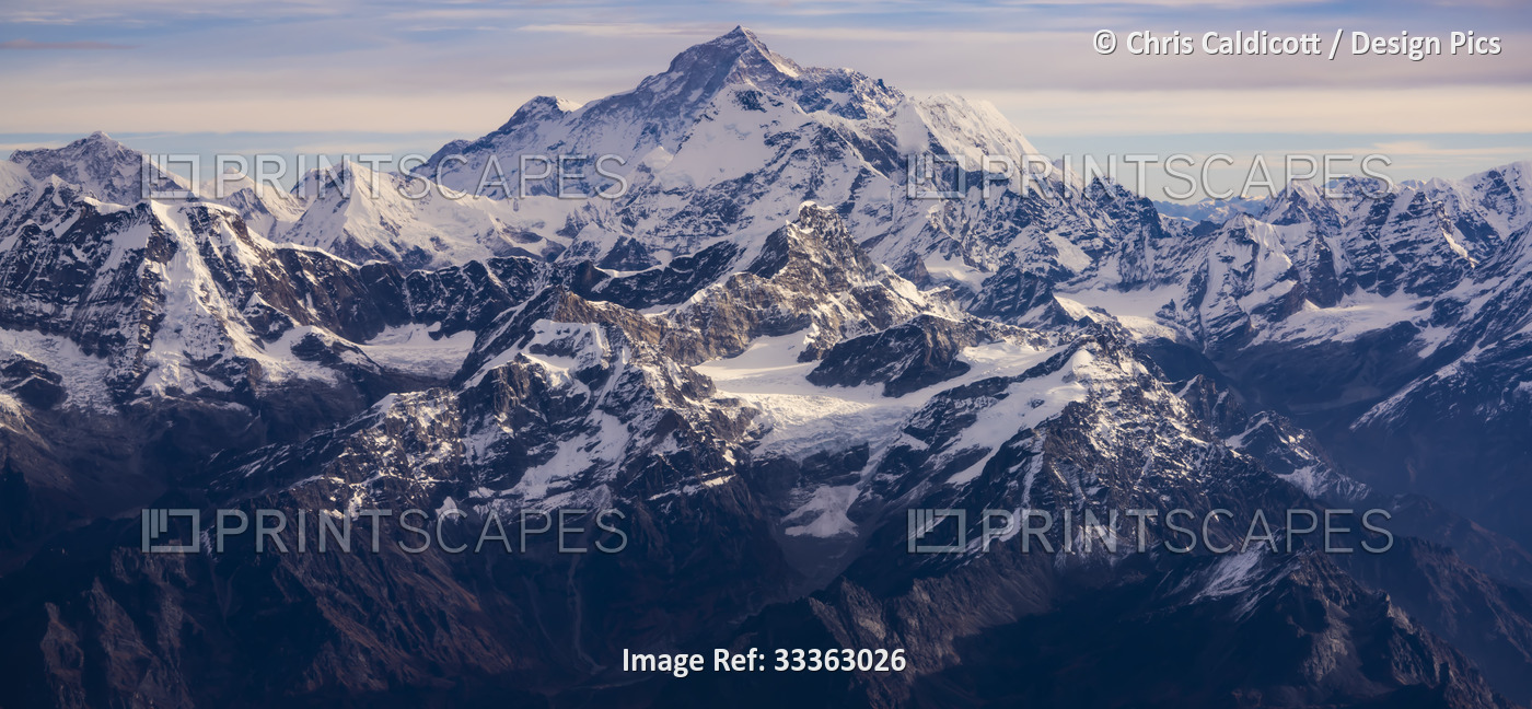 View of Mount Everest/Sagarmatha from a window on Dawn Kathmandu to Everest ...