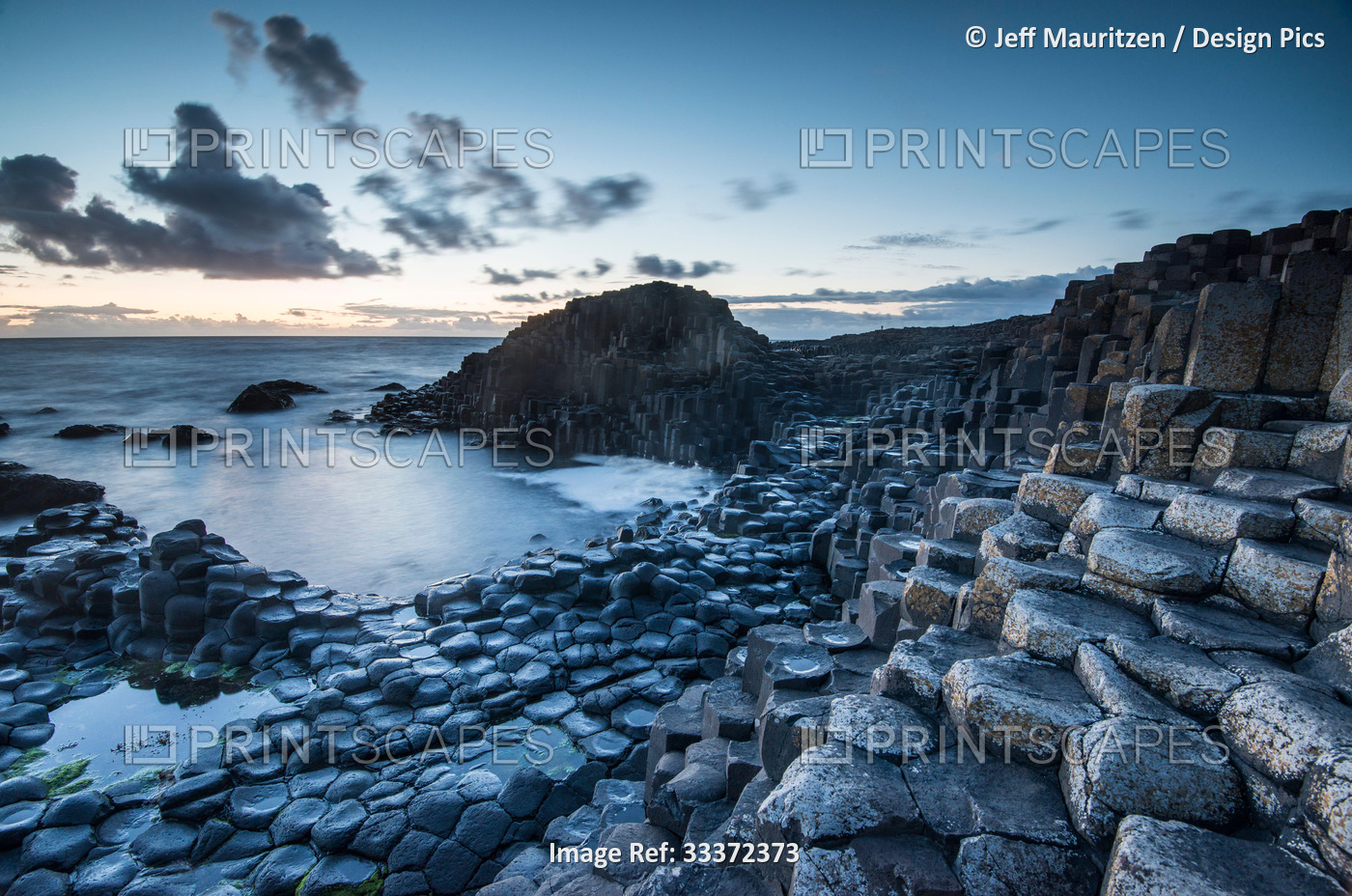 Sunset at the Giant's Causeway, a UNESCO world heritage site of some 40,000 ...