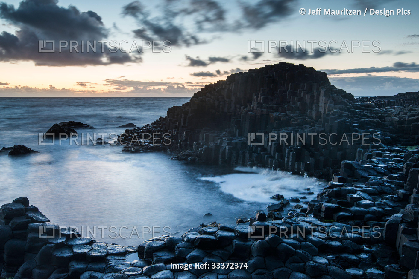Sunset at the Giant's Causeway, a UNESCO world heritage site of some 40,000 ...