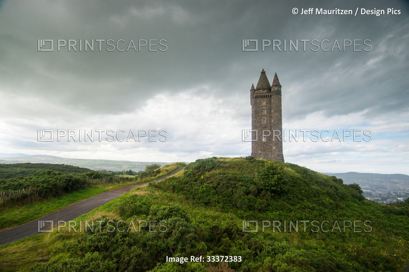 Scrabo Tower, a turreted tower 125' high located near Strangford Lough, County ...