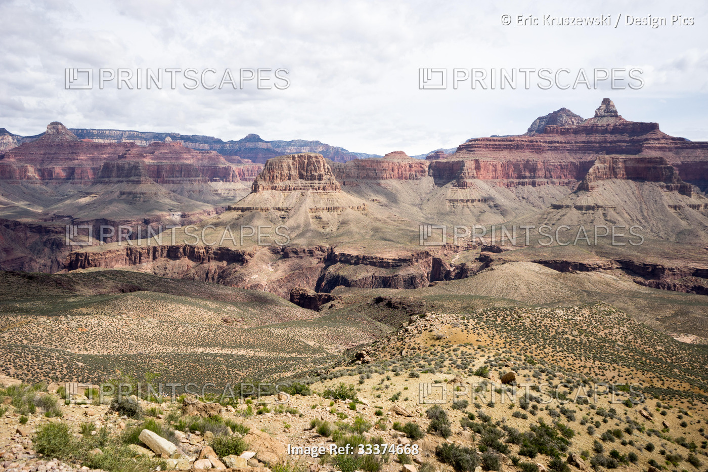 A view into The Grand Canyon along South Kaibab Trail.; Grand Canyon National ...
