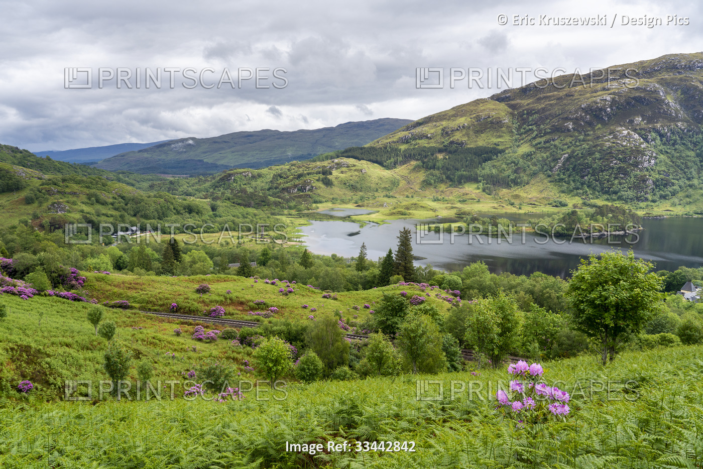 Glenfinnan Monument is visible from a hiking route near Glenfinnan, Scotland ...