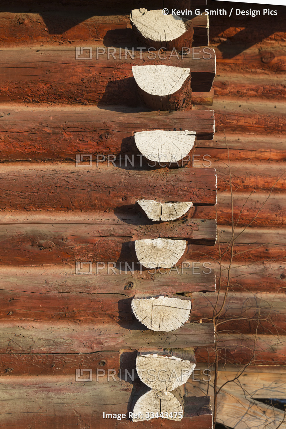 Log cabin construction detail from the Kobuk Baptist Church; Kobuk, ...