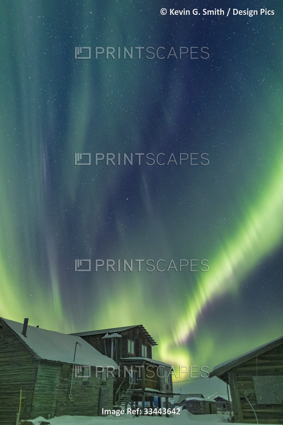 Northern Lights in the sky above the village of Nulato in winter, Interior ...