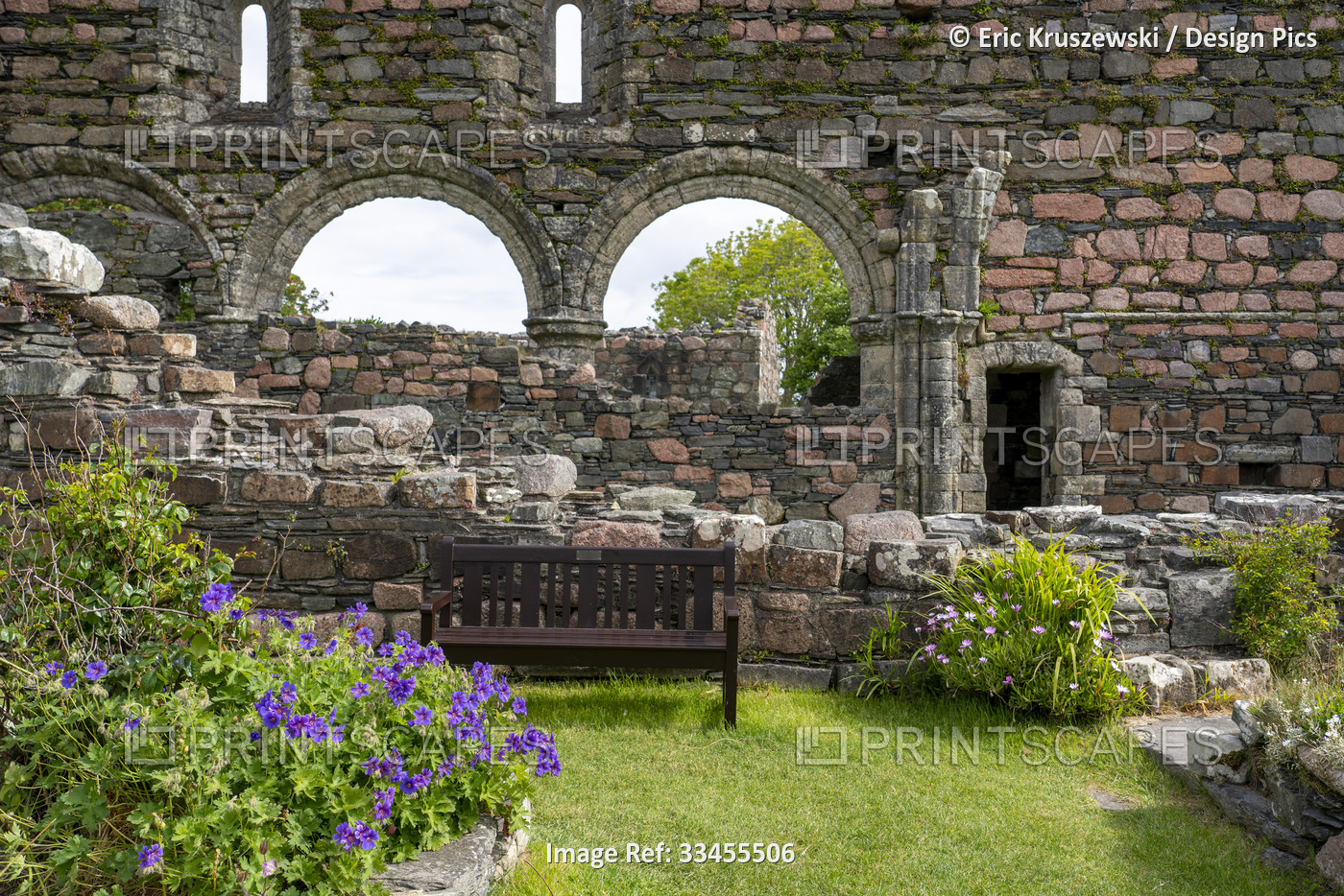 Ruins near the Benedictine Abbey on the Isle of Iona, Scotland; Isle of Iona, ...