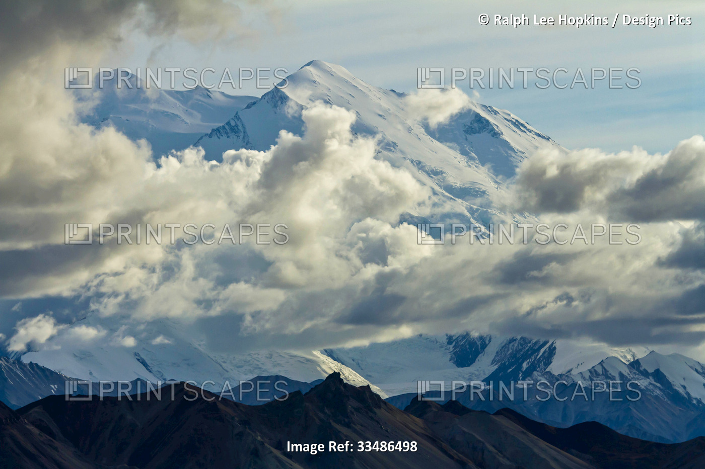 Clouds in front of the Alaska Range mountains.