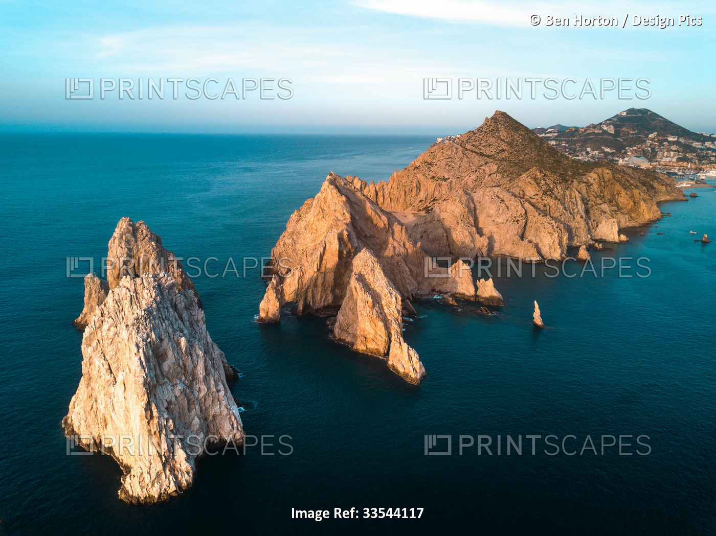 Dramatic rock formations on the southern tip of the Baja Peninsula called Lands ...