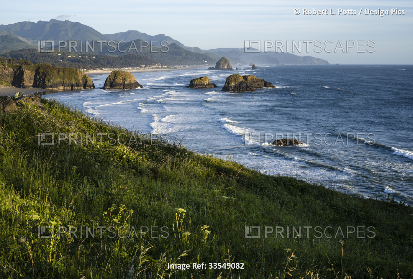 Meadows and seastacks are seen at Chapman Point in Ecola State Park near Cannon ...
