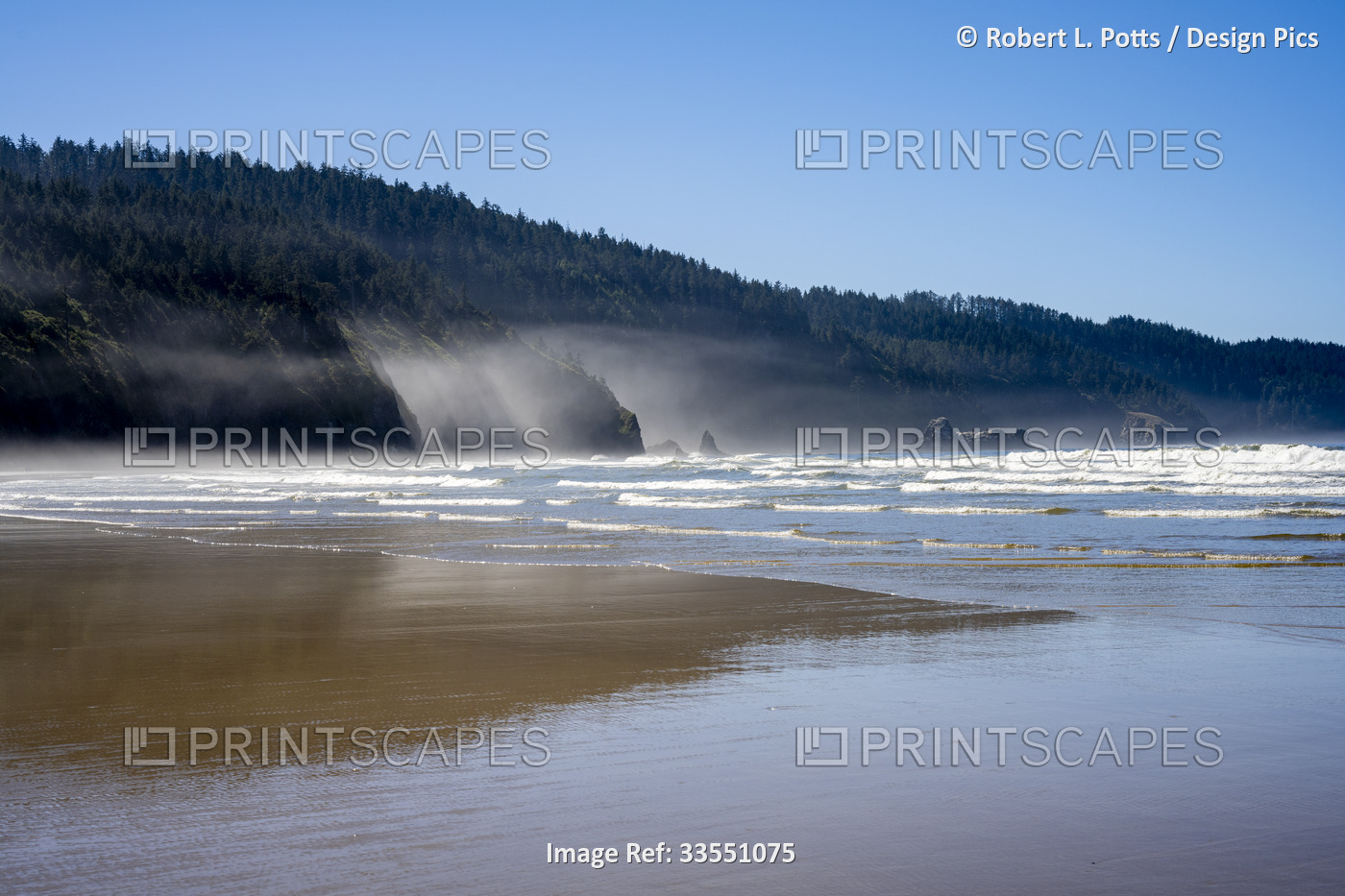 Surf breaks at the foot of Cape Lookout on the North Oregon Coast, Cape Lookout ...