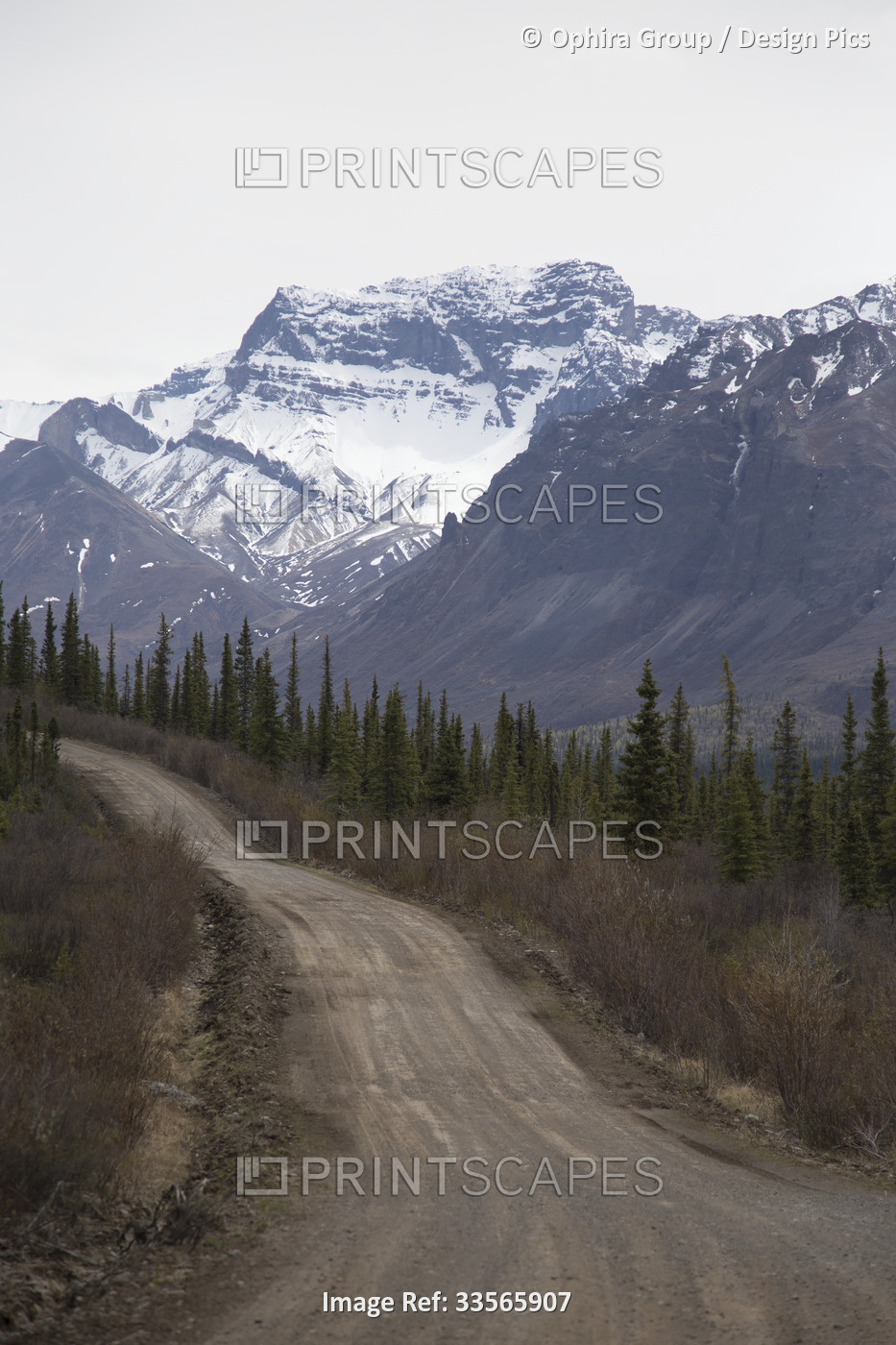 Snow covered mountains in the Wrangell Saint Elias National Park rise the ...