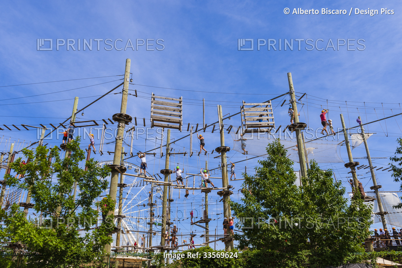 Aerial adventure course in the Old Port of Montreal; Montreal, Quebec, Canada