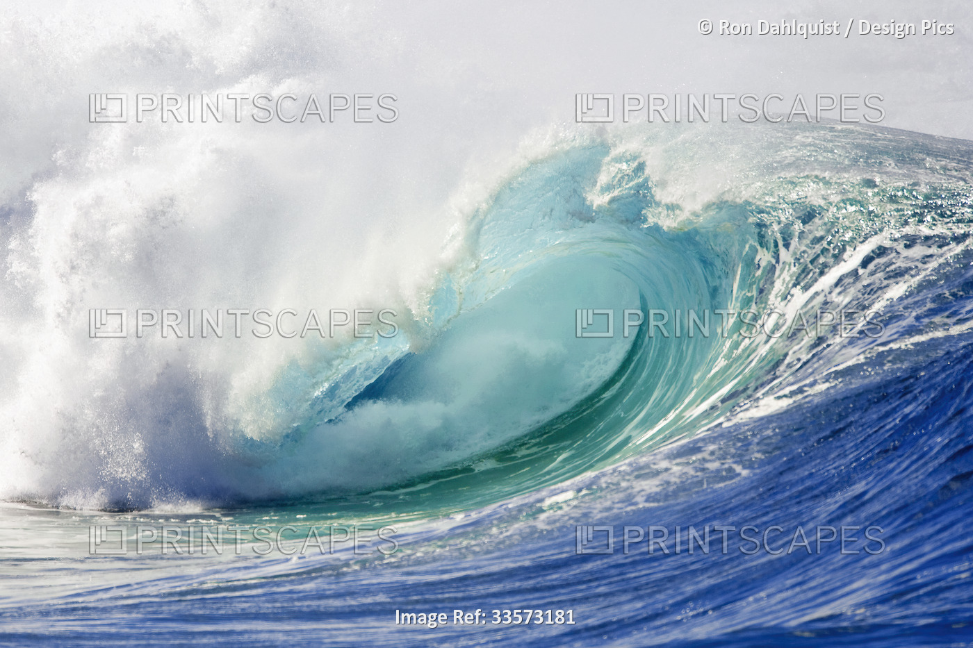 Large winter surf. Waves breaking on the north shore of Oahu at Waimea on a big ...