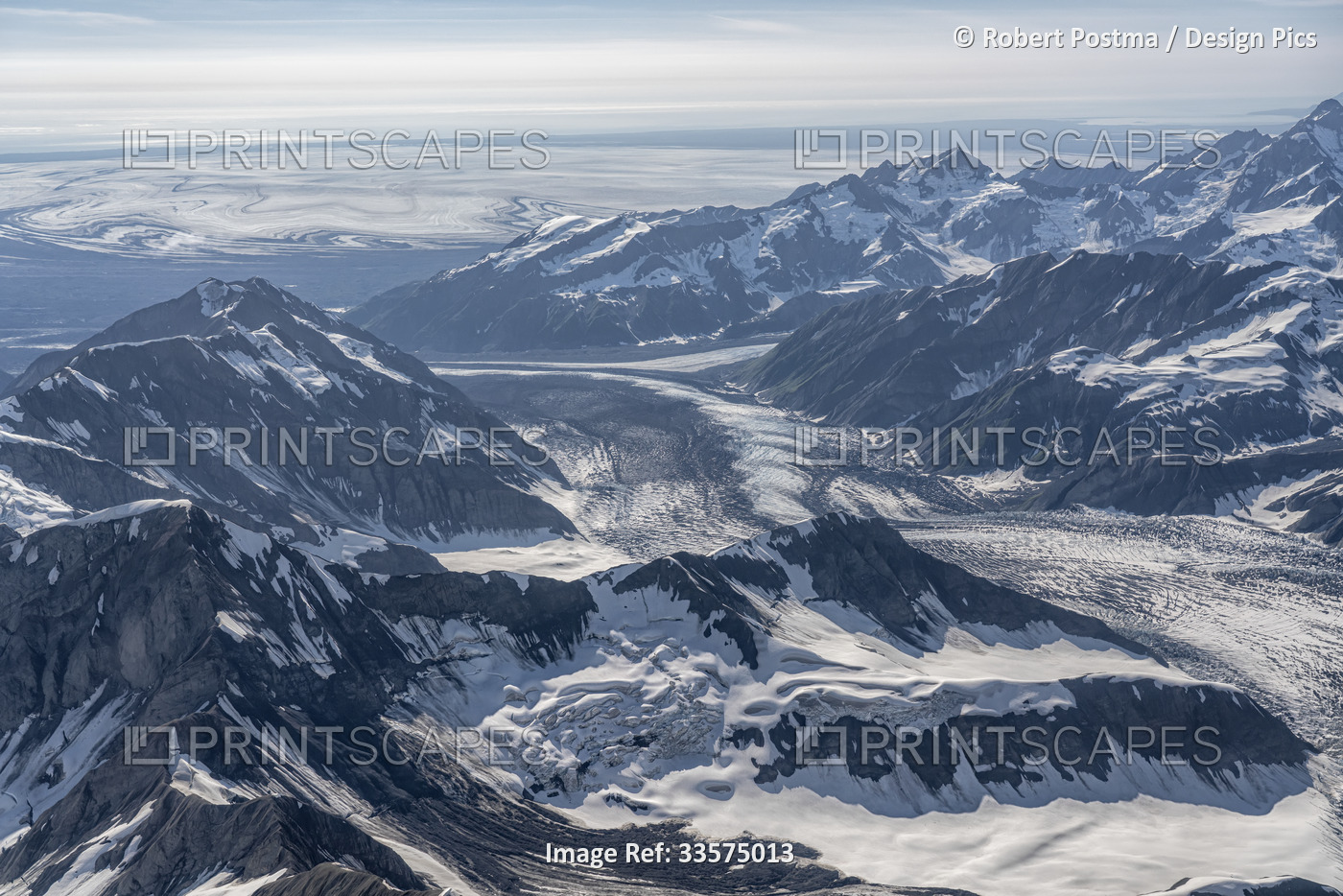 Aerial view of the stunning landscape of Kluane National Park with mountain ...