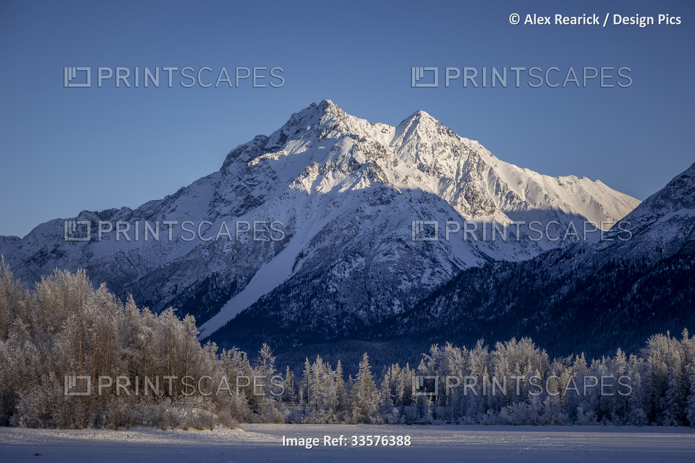 Rugged snowy peaks of the Chugach Mountains, Alaska, USA; Palmer, Alaska, ...