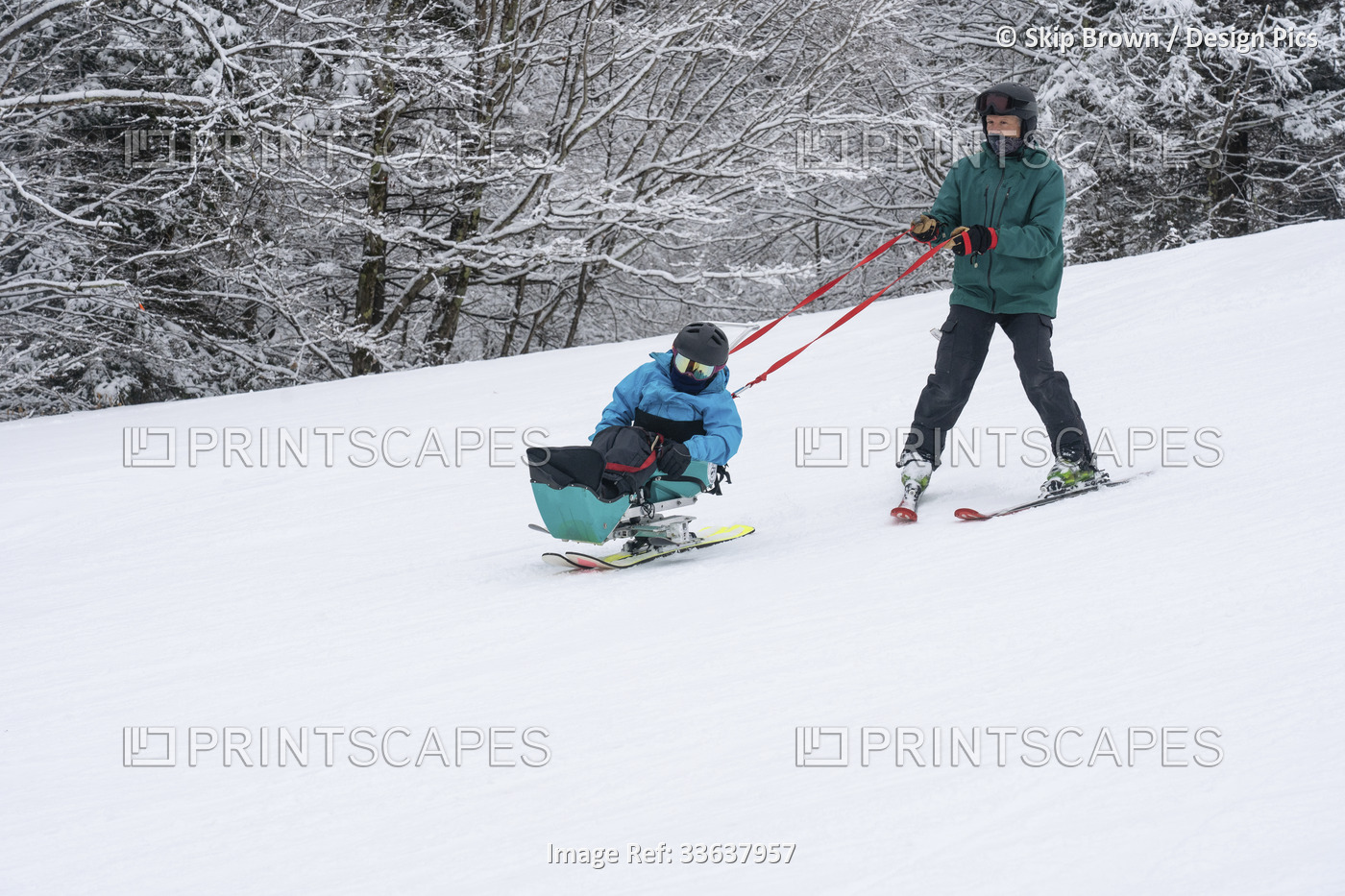 Adaptive skiing for a girl with Ullrich Congenital Muscular Dystrophy, at a ski ...