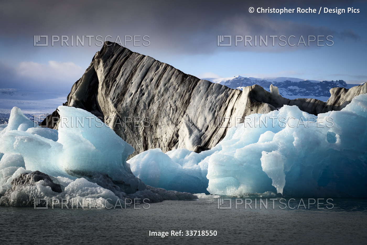 Icebergs in Jokulsarlon glacial lagoon; Iceland