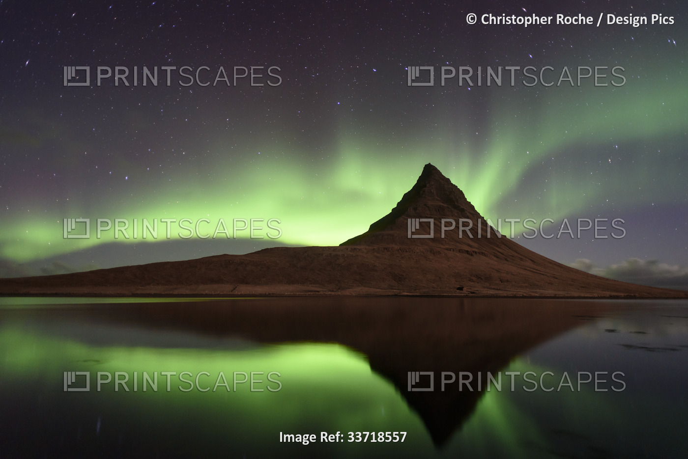 Northern Lights over Eyjafjallajokull in Iceland; Iceland