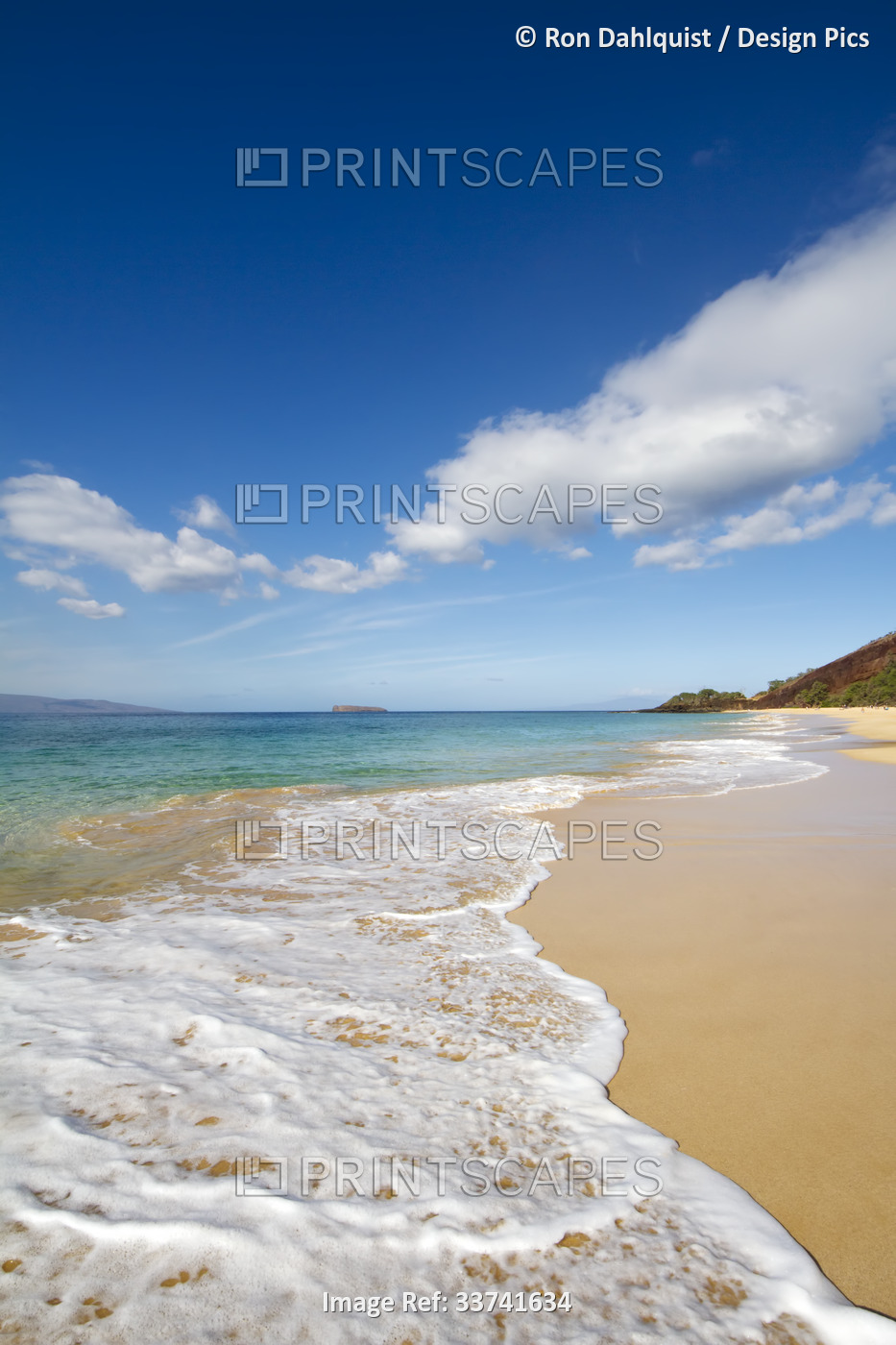 View of surf and sand at Big Beach, also known as Makena Beach or by its ...