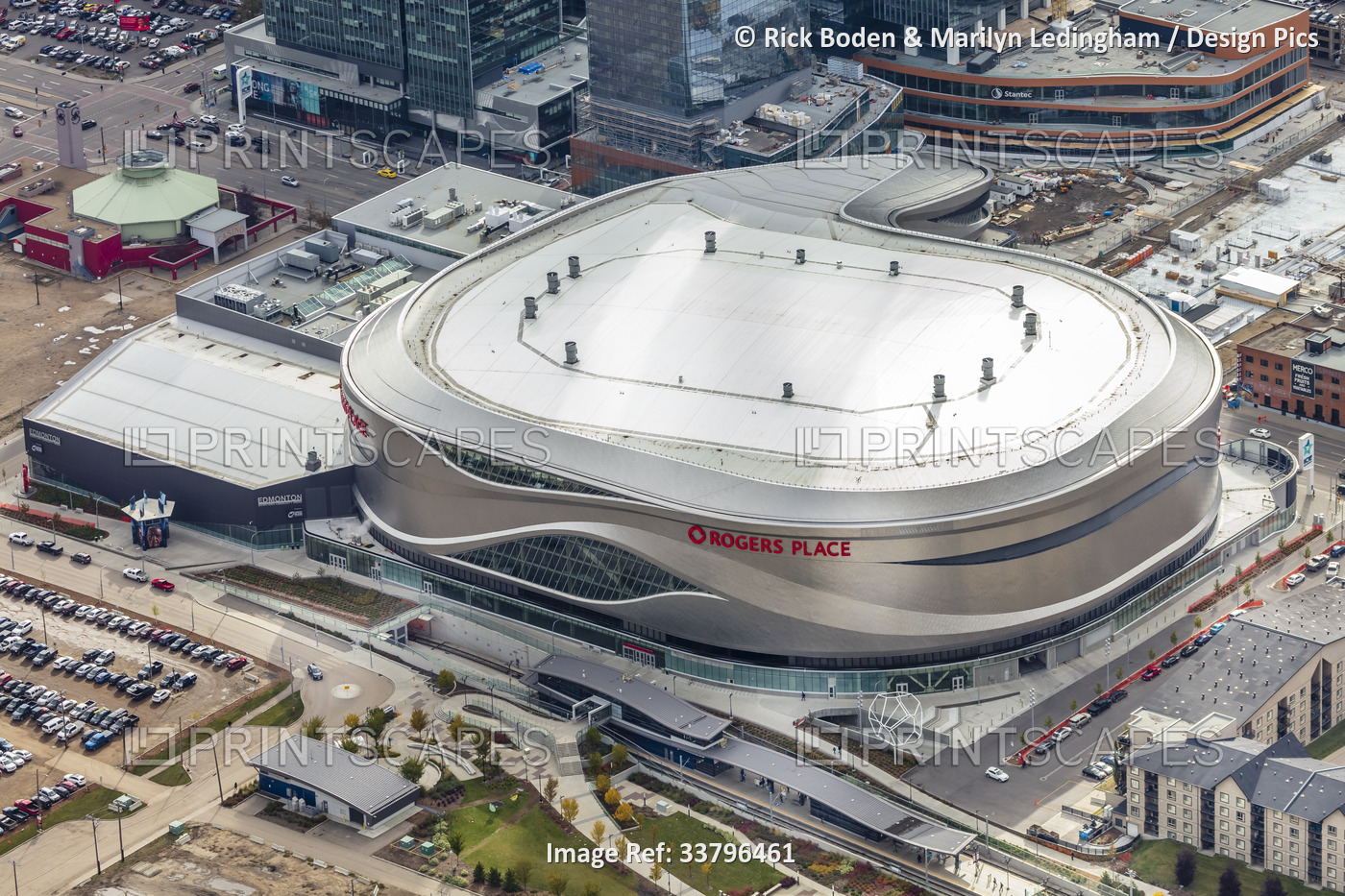 Aerial view close-up of the multipurpose arena in Edmonton; Edmonton, Alberta, ...