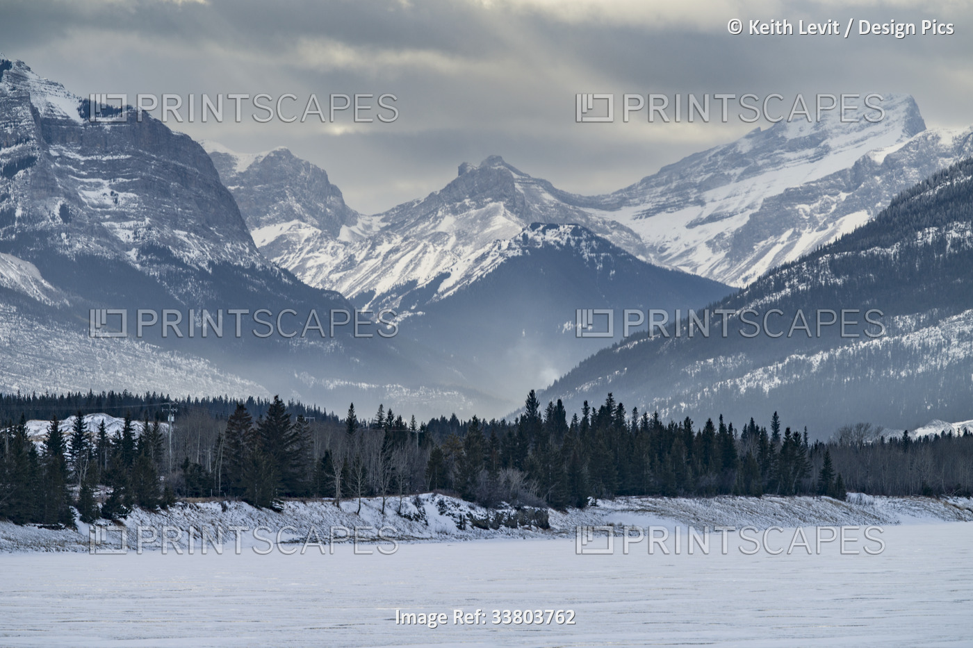View of Rocky Mountains outside of Banff National Park; Alberta, Canada