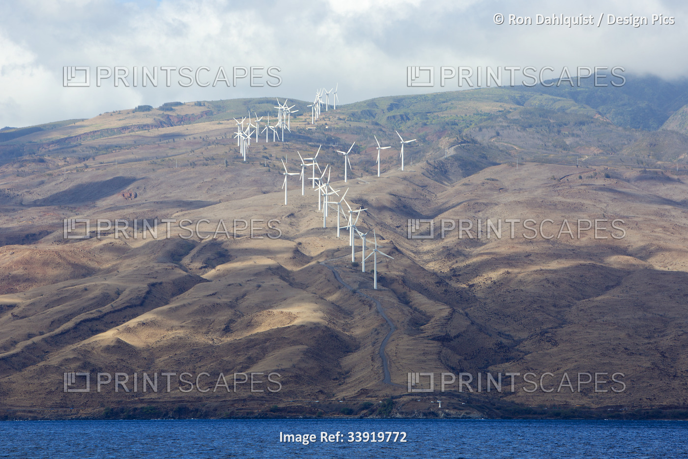 Kaheawa Wind Power, wind farm on Island of Maui above Maalaea; Maui, Hawaii, ...