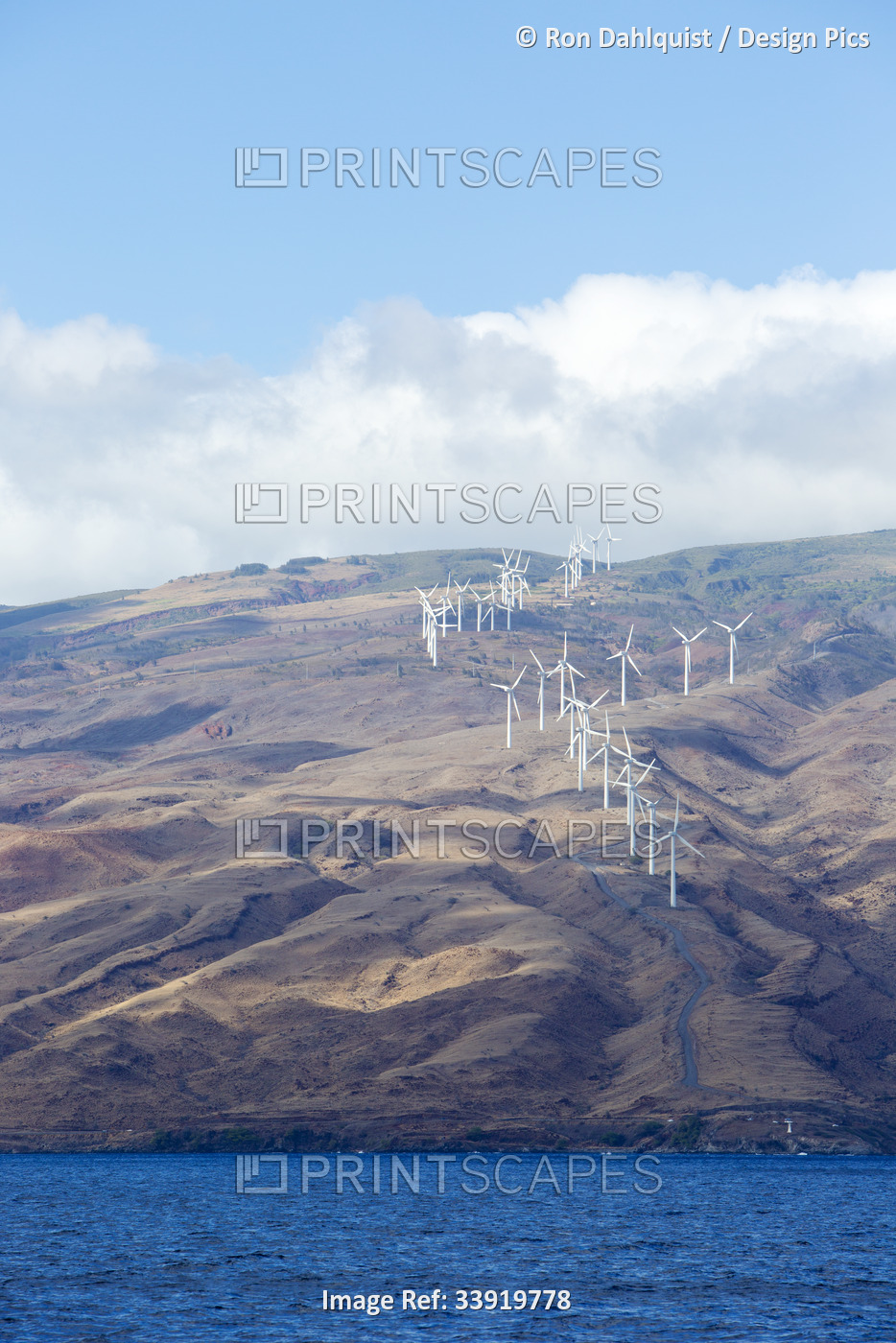 Kaheawa Wind Power, wind farm on Island of Maui above Maalaea; Maui, Hawaii, ...