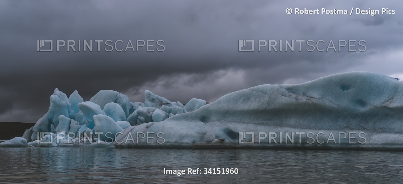 Icebergs floating in the glacial lagoons of southern Iceland; Iceland
