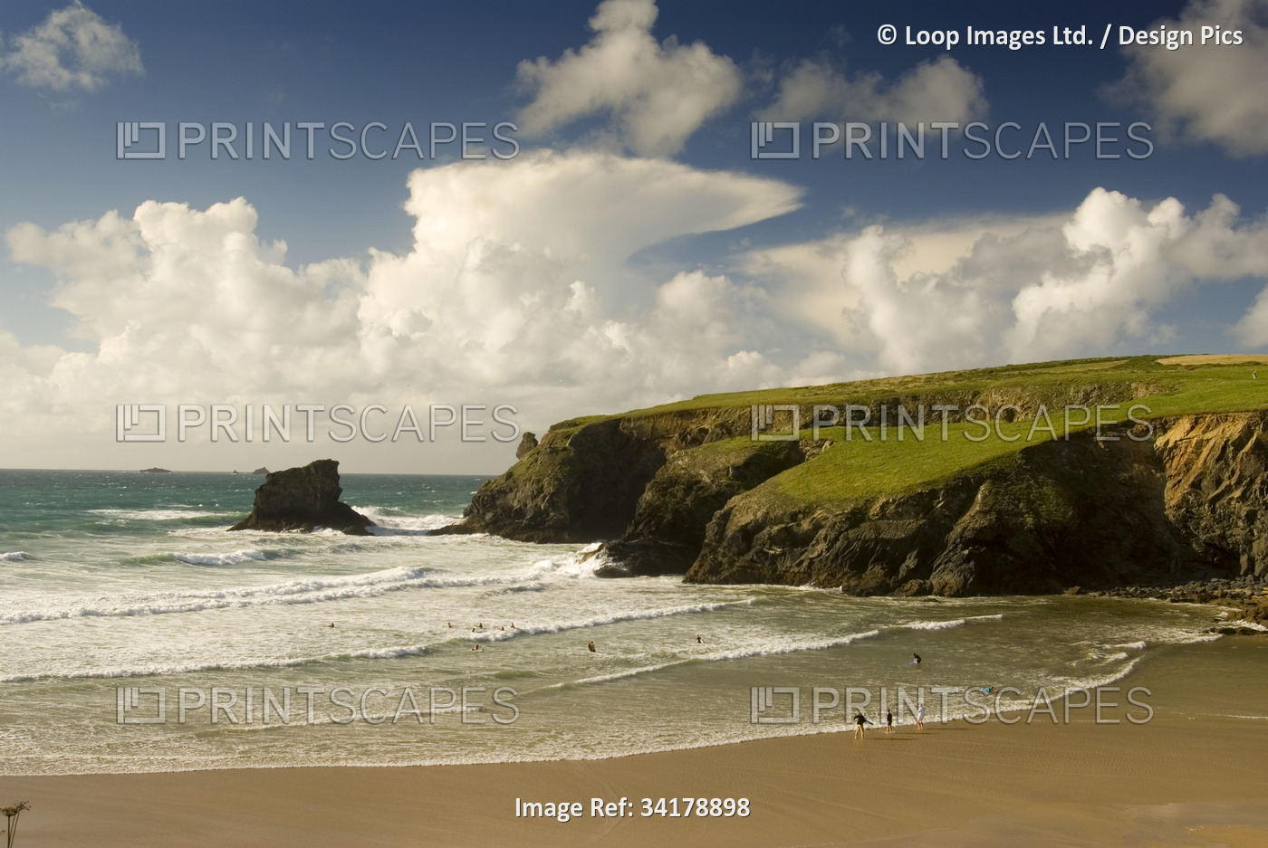A view across the beach at Porthcothan Bay.