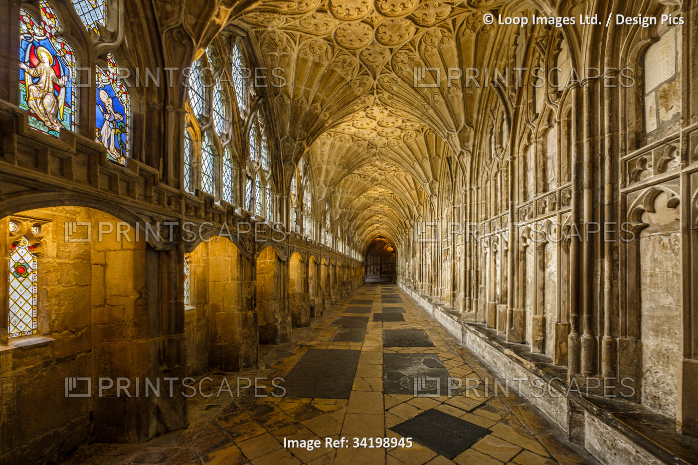 Gloucester Cathedral Cloisters have wonderful fan vaulted ceilings dating from ...