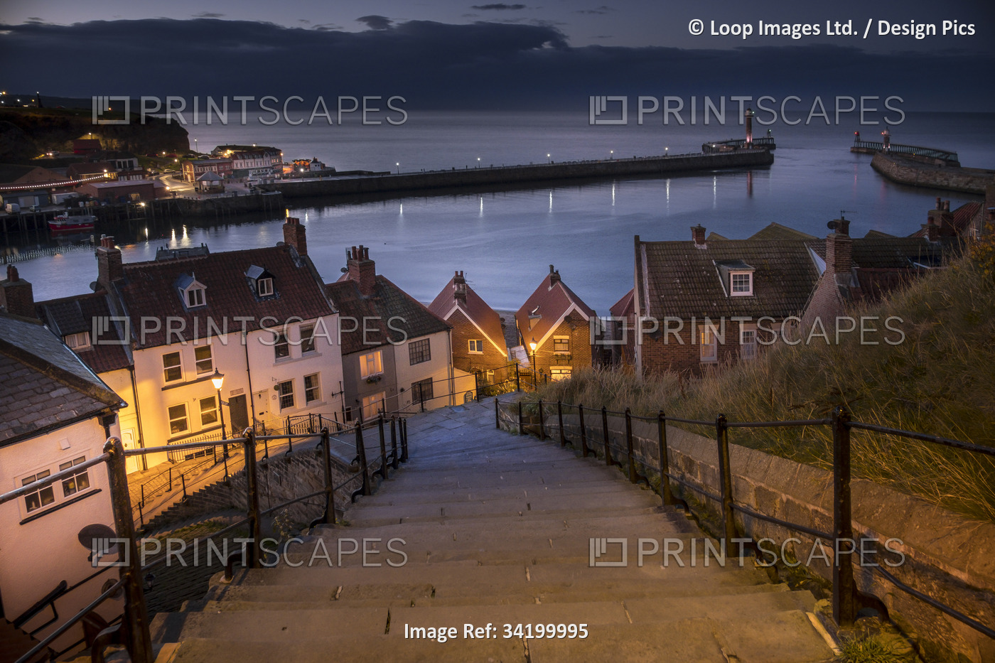 View of Whitby from the steps leading from the Abbey.