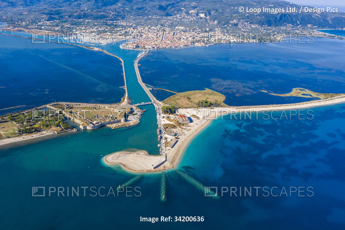 The spectacular port of Lefkada in Greece from above.