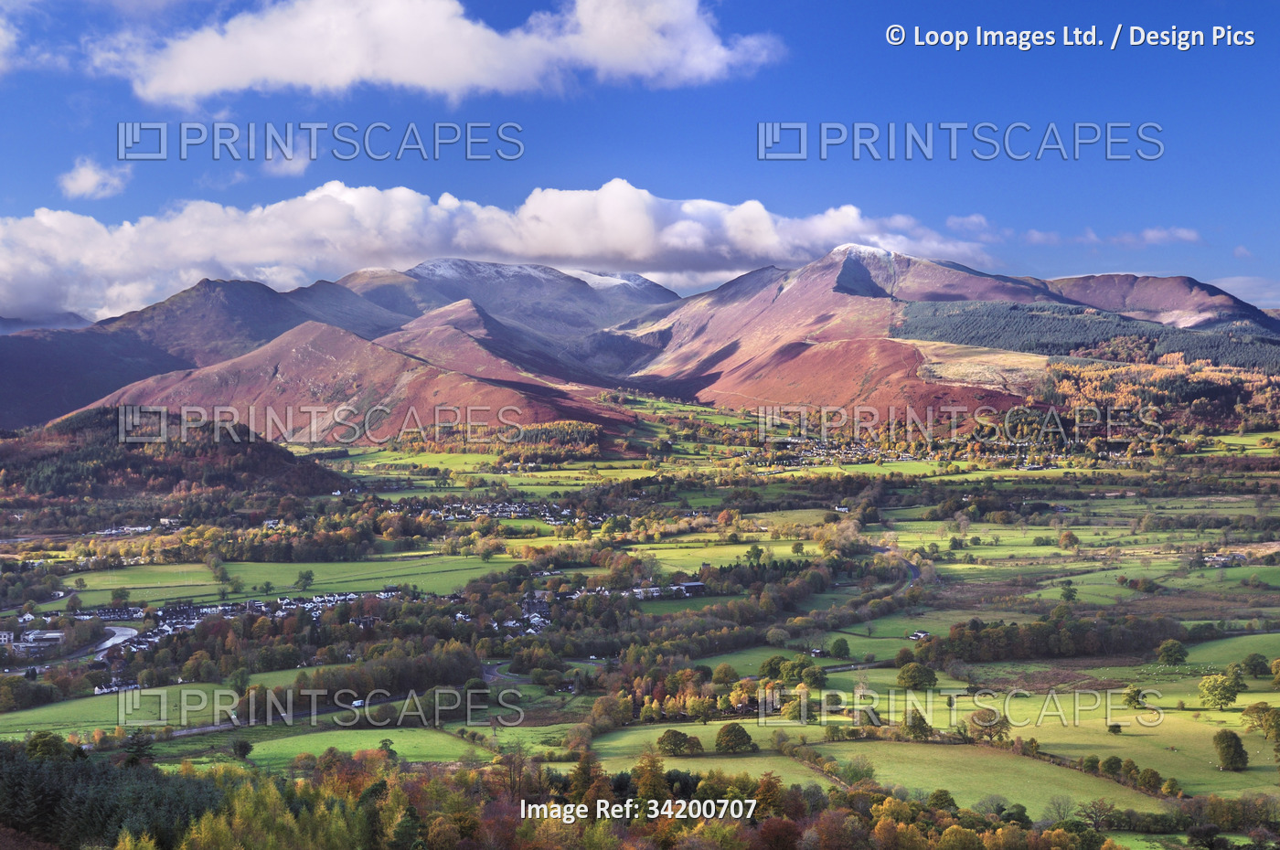 Lake District autumn view from the summit of Latrigg towards the Coledale ...