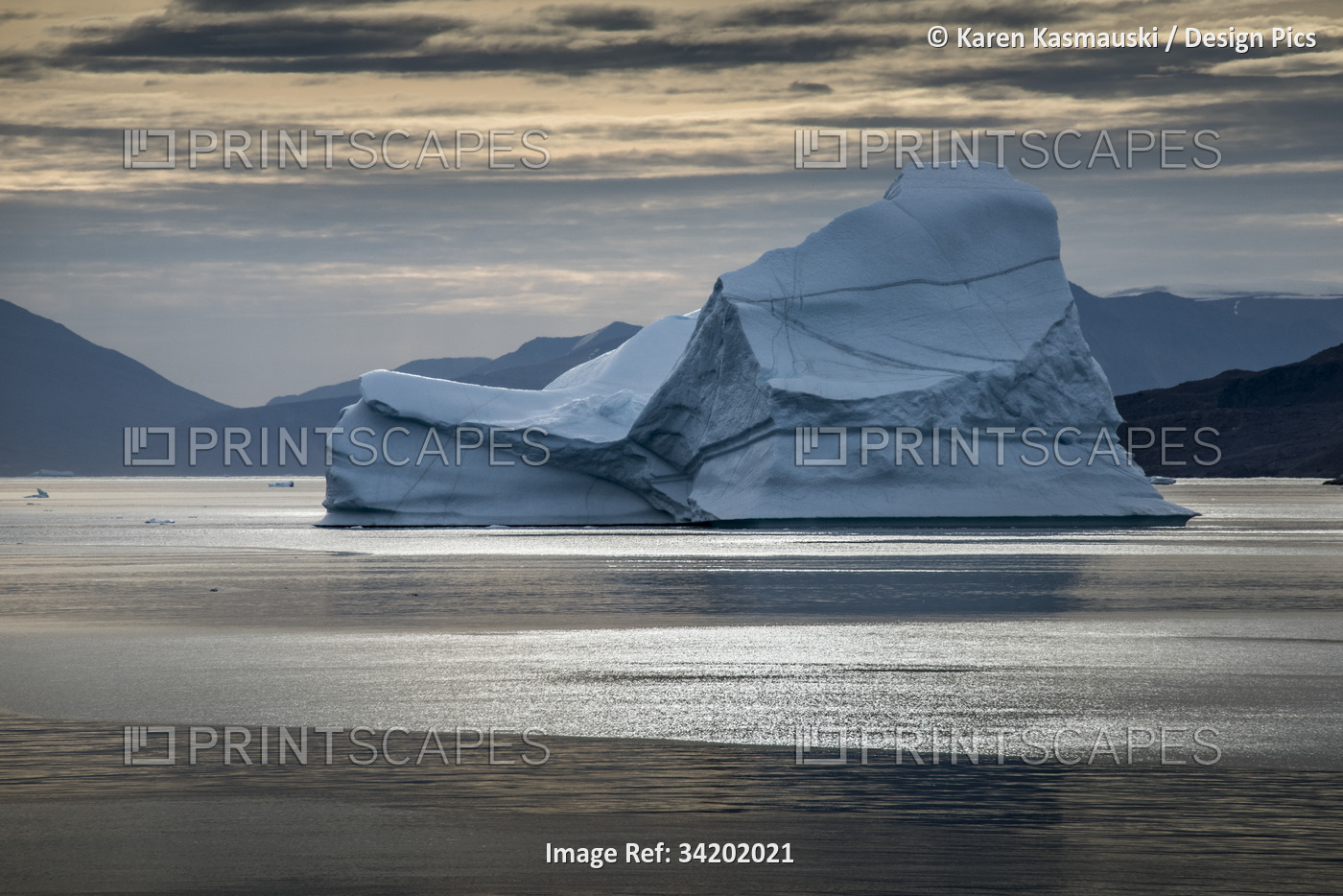Iceberg floating in Greenland's Kong Oscar Fjord; Greenland
