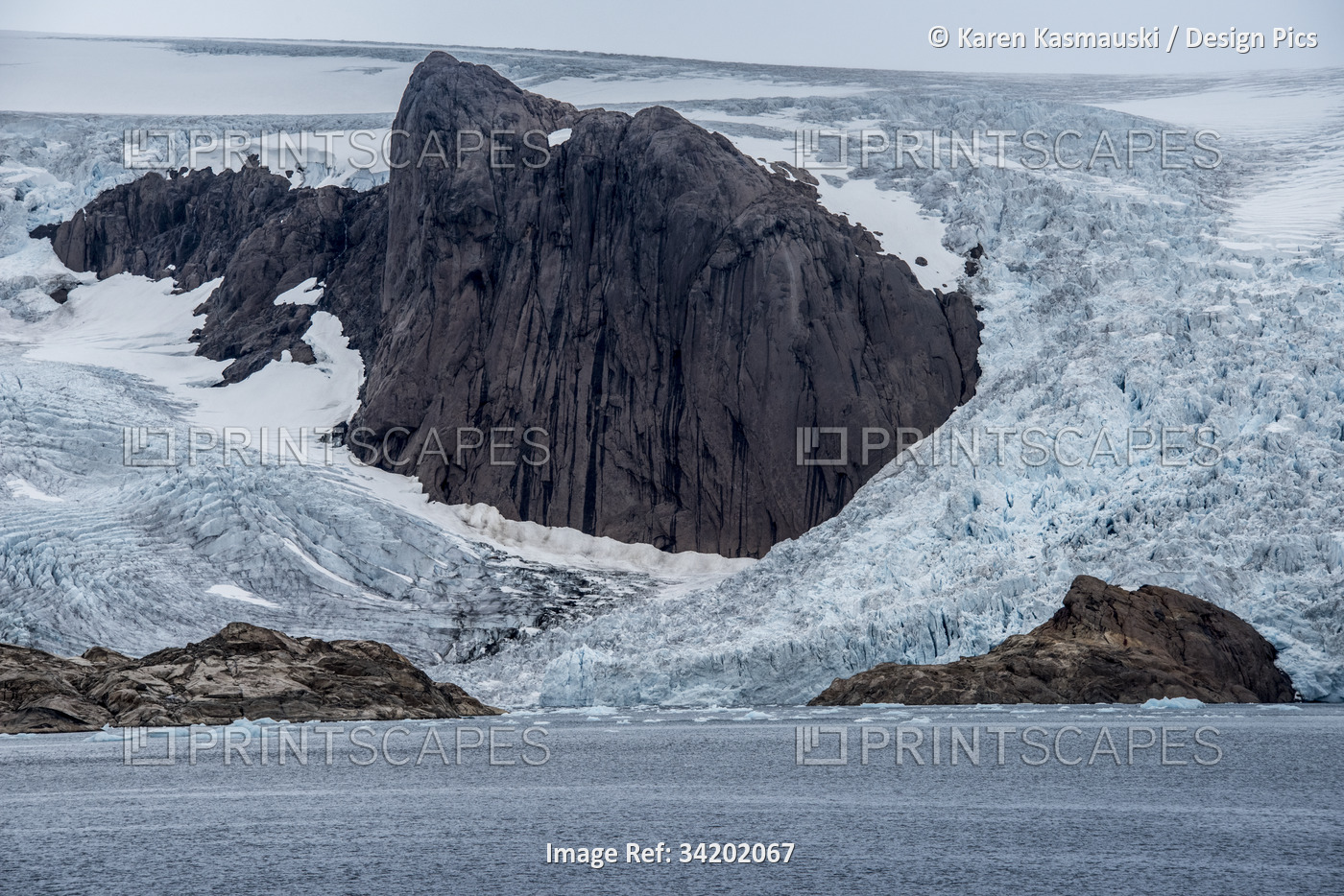 Rock formation on Prince Christian Sound on the southern tip of Greenland; ...