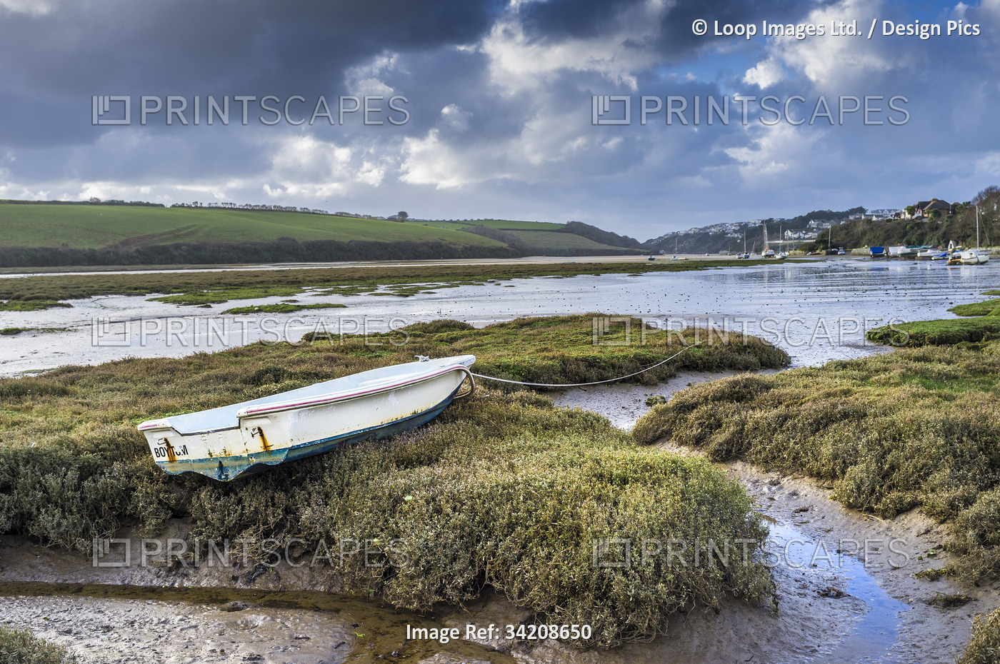 Low tide on the Gannel River in Newquay in Cornwall.
