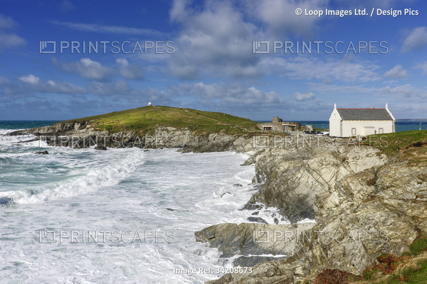 The rugged coastline at Little Fistral and Towan Head in Newquay in Cornwall.