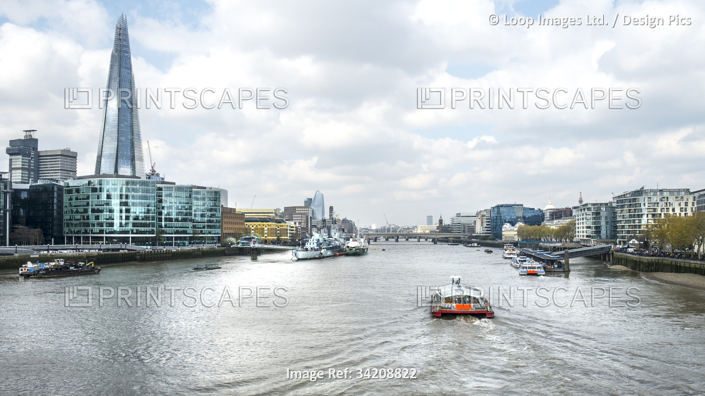 A panoramic view of the River Thames in London.