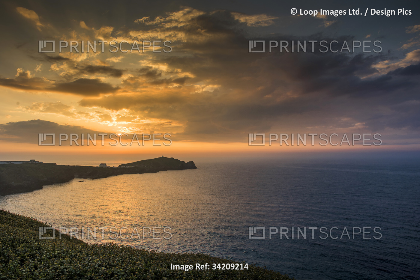 A glorious sunset over Towan Head in Newquay in Cornwall. Â