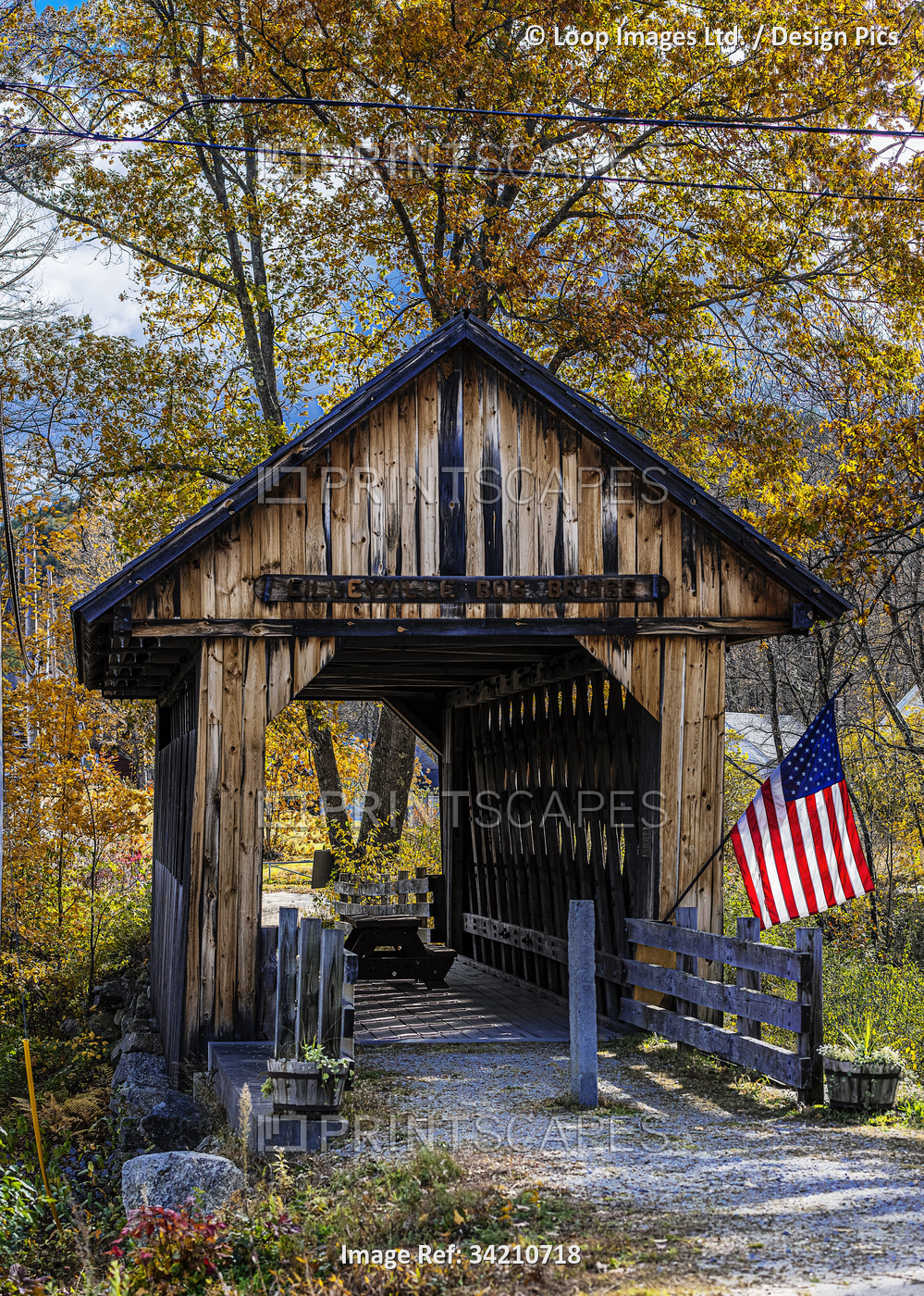 The Cilleyville Bog Covered Bridge at Andover in New Hampshire.