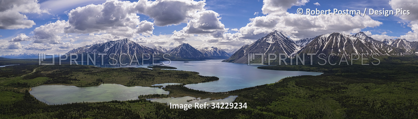 Spectacular aerial view of Kathleen Lake and the surrounding mountains on a ...