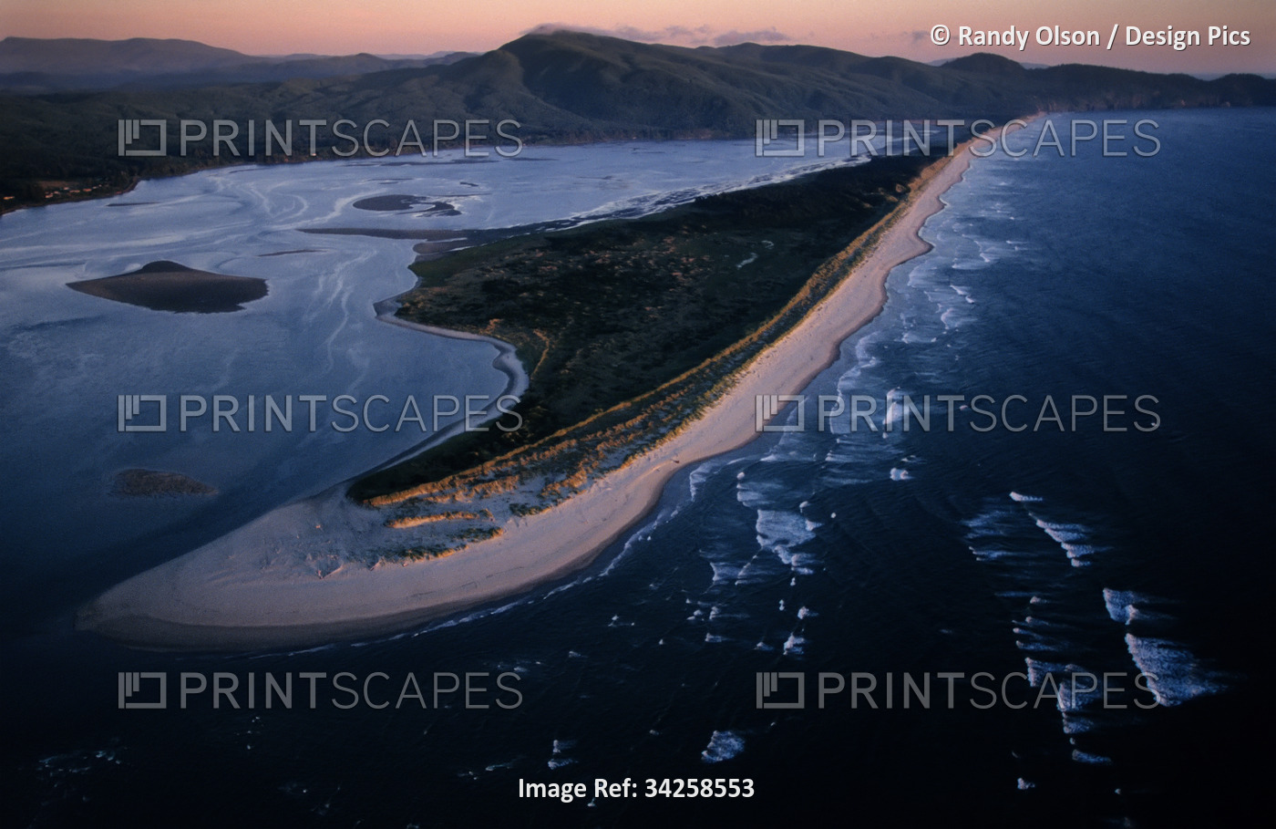 Aerial view of Tillamook Spit; Oceanside, Oregon, United States of America