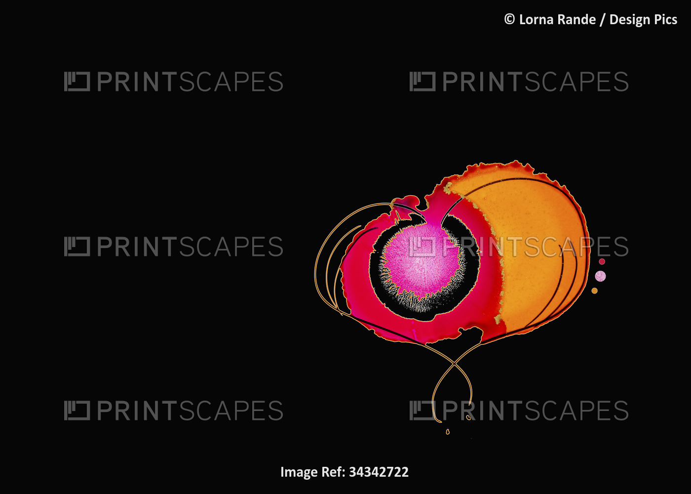 Ink blot creation in pink and orange; Artwork