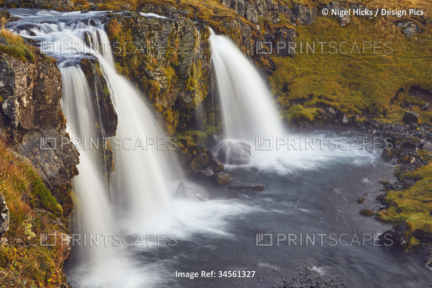 Kirkjufellsfoss Falls, Snaefellsnes; Grundarfjordur, Iceland