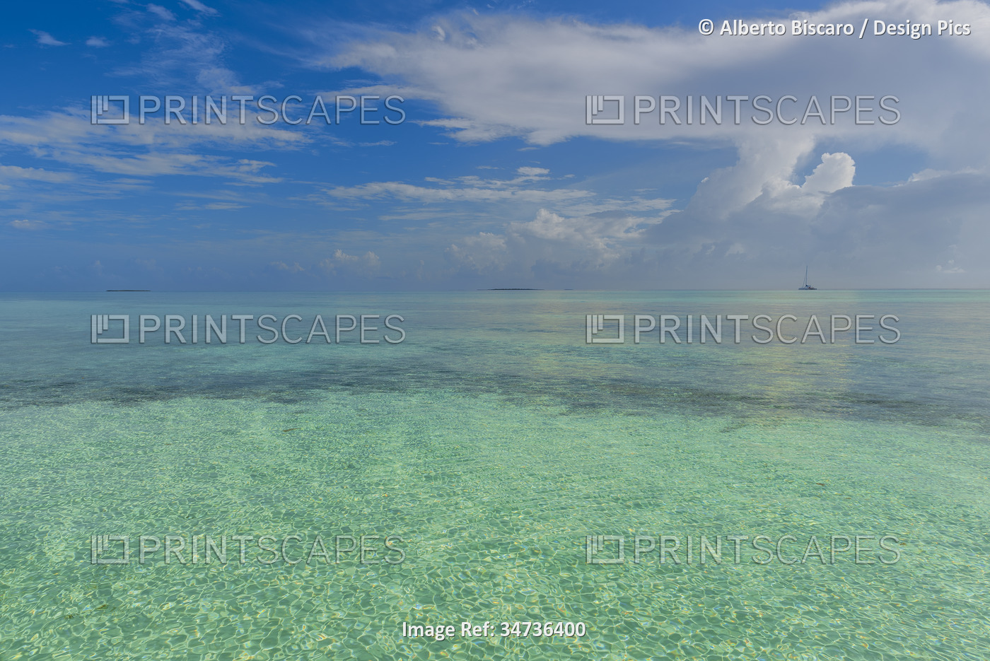 View of the turquoise water off the beach of a resort in Cayo Guillermo with a ...